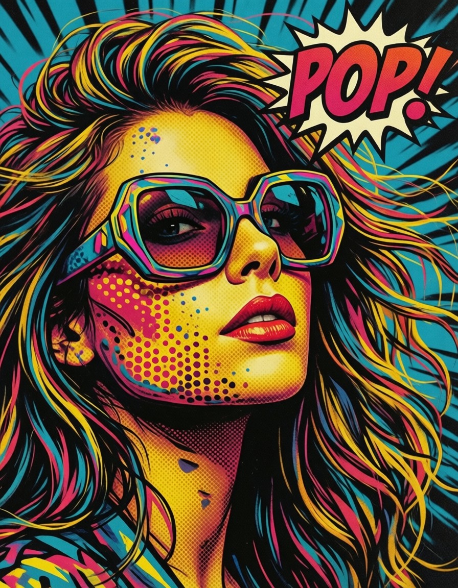 Stylish Woman in Pop Art Comic Style — AI generated image
