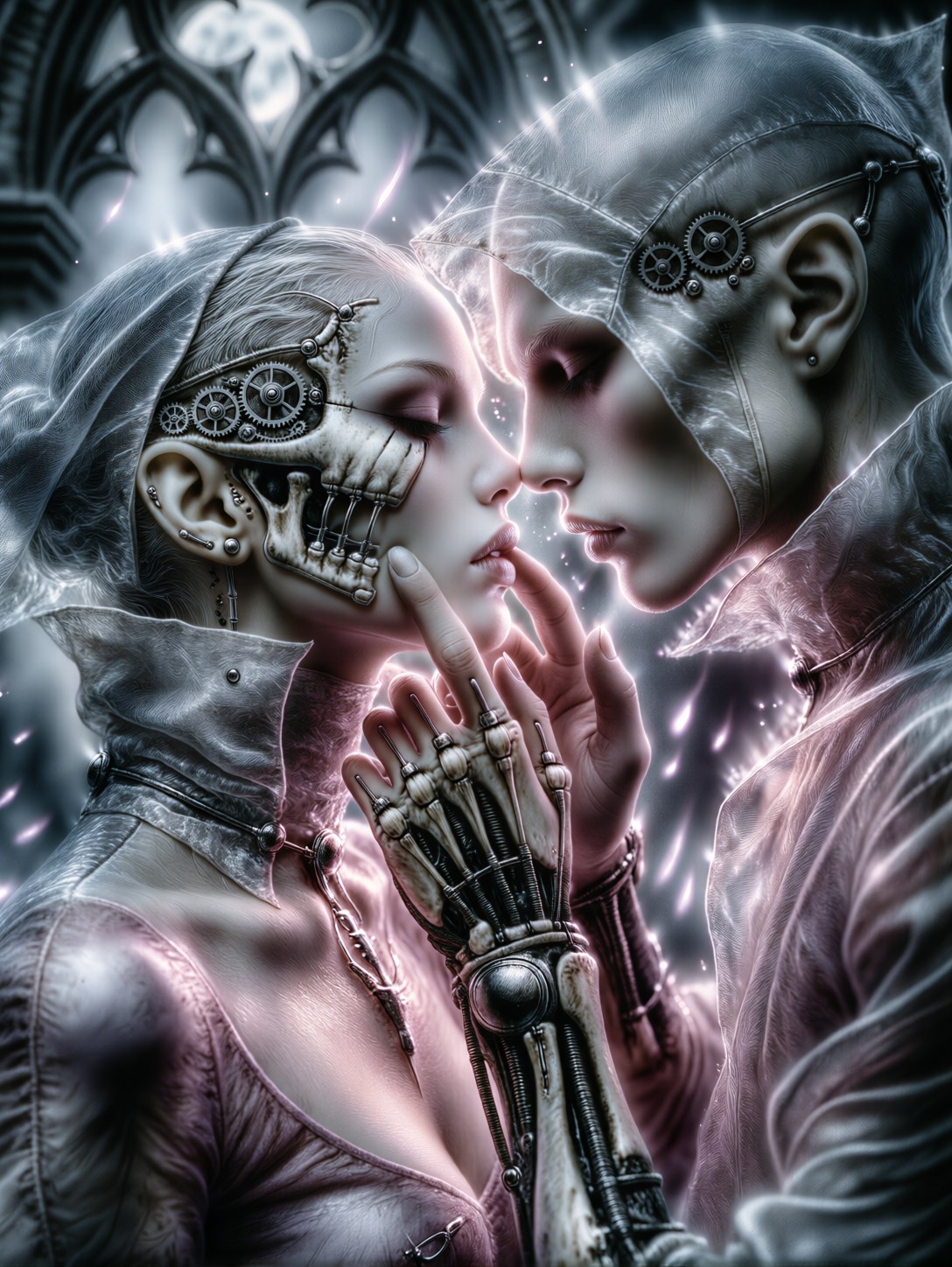 Gothic Biomechanical Couple Portrait — AI generated image