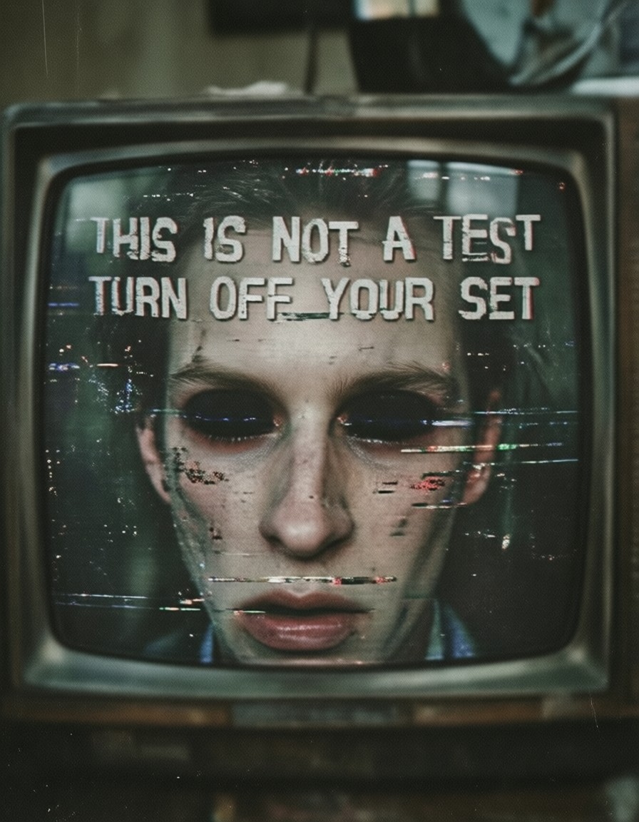 Distorted VHS Emergency Alert — AI generated image