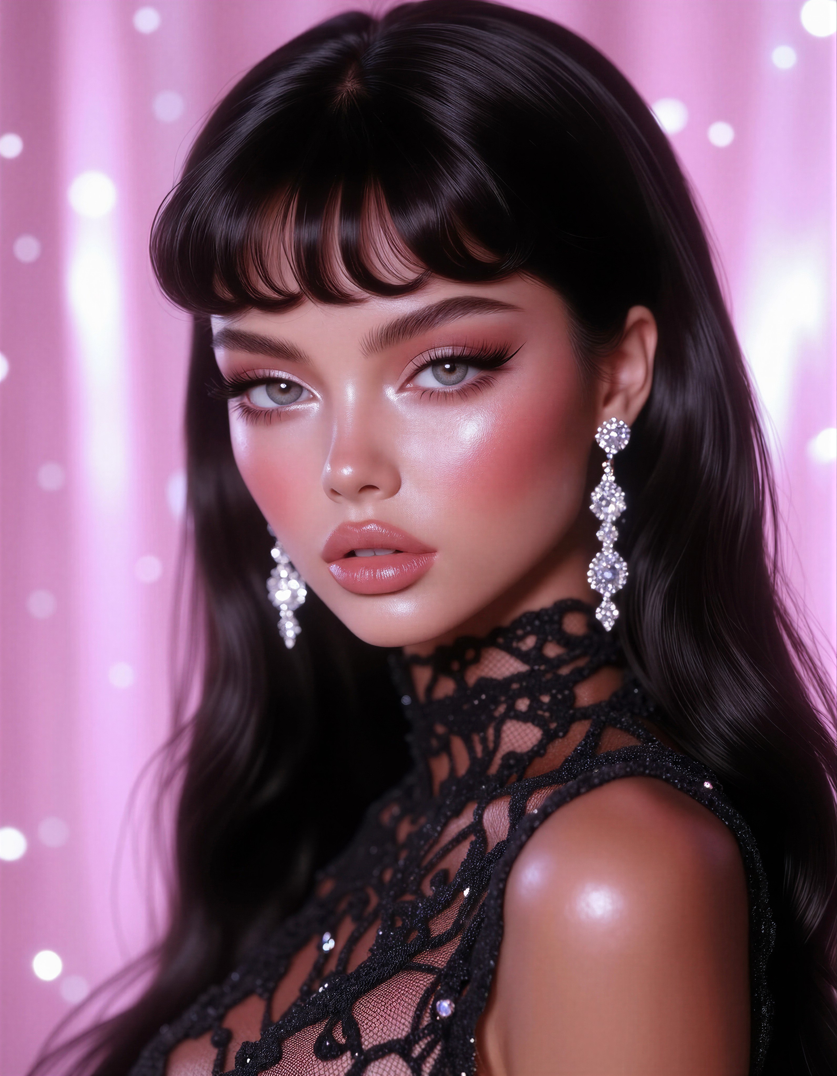 Sleek Black Hair Fashion Portrait — AI generated image