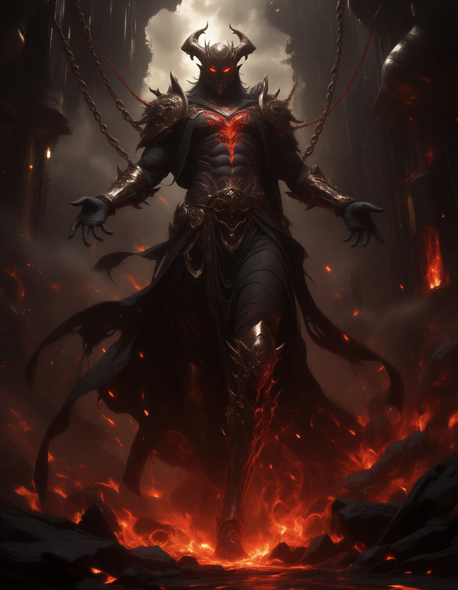 Ethereal Figure Bound in Glowing Chains — AI generated image