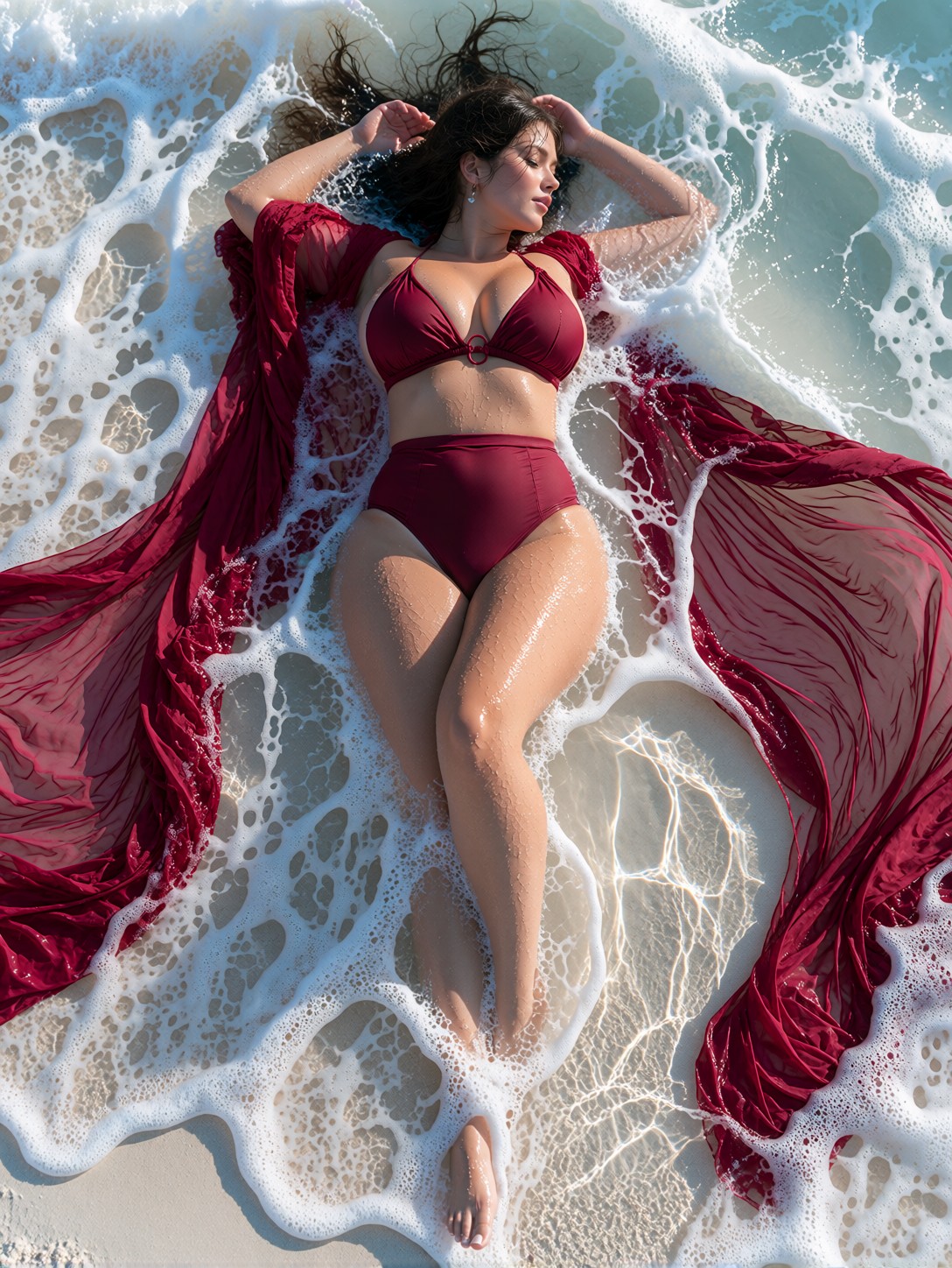 Sunlit Figure Resting In Shallow Sea — AI generated image