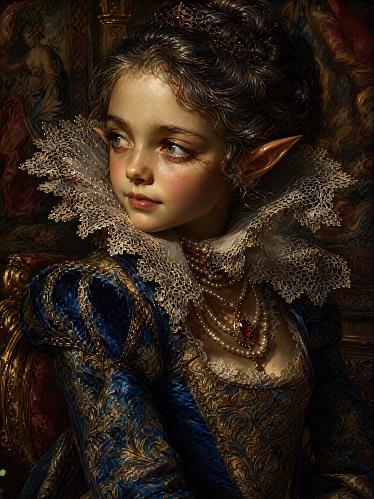 Baroque Elven Girl Portrait — AI generated image