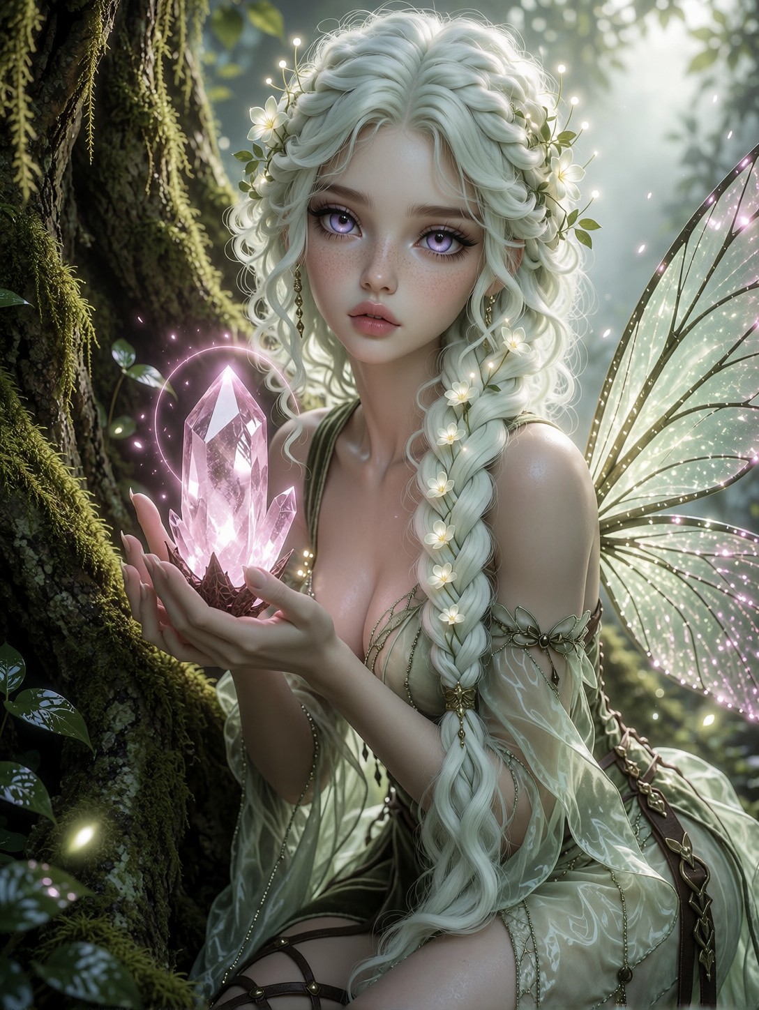 Mystical Fairy Holding Glowing Crystal — AI generated image