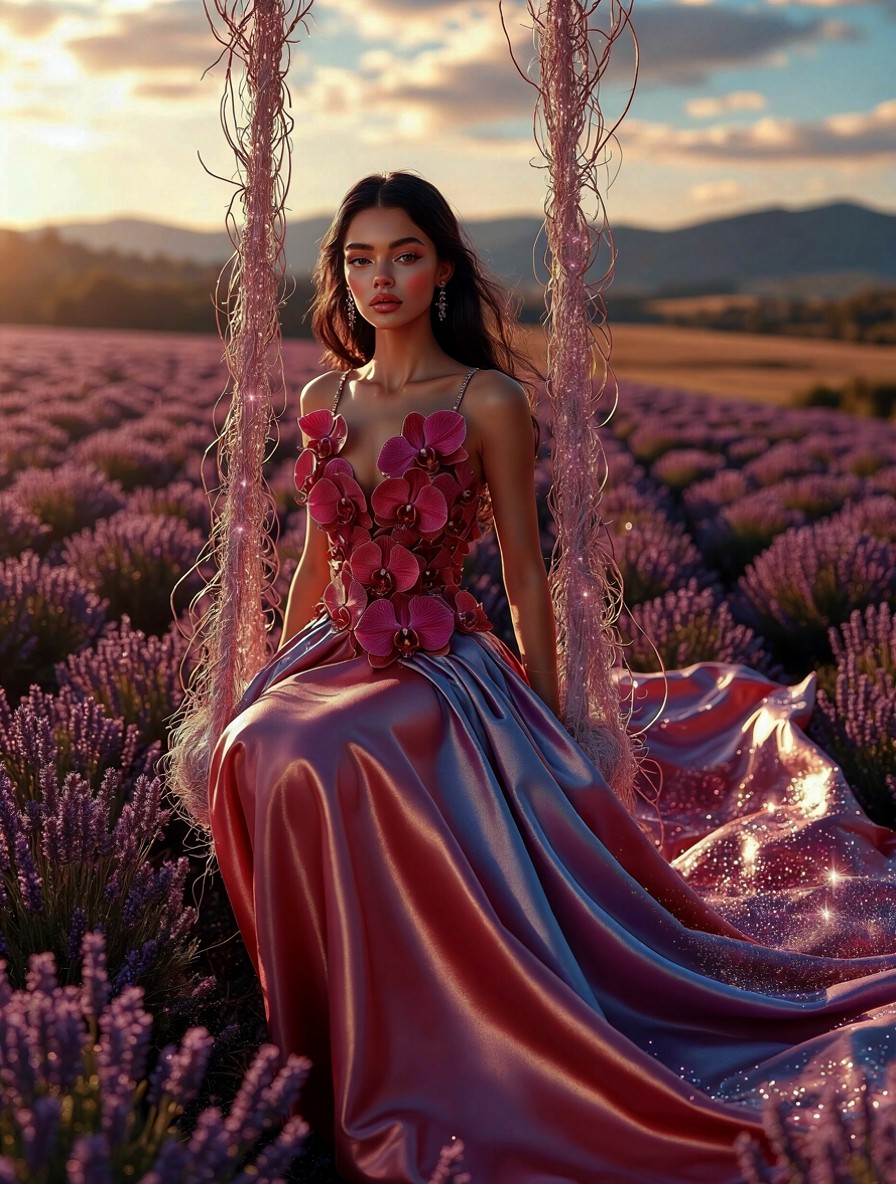 Serene Woman on Luminous Swing — AI generated image
