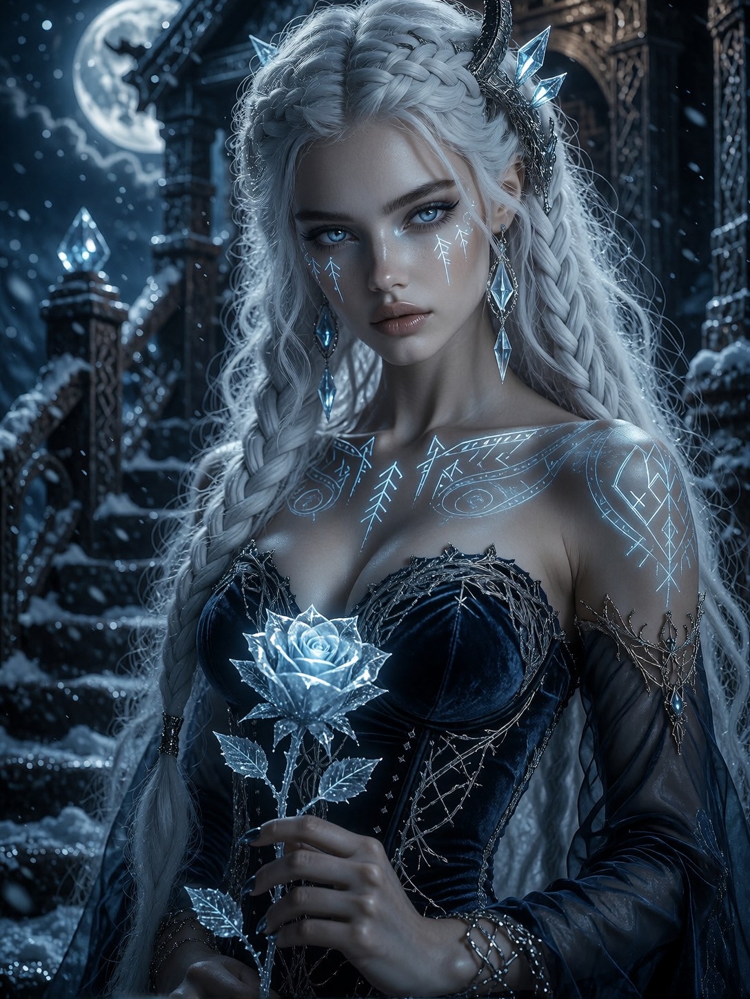 Ice Sorceress At Nordic Temple — AI generated image