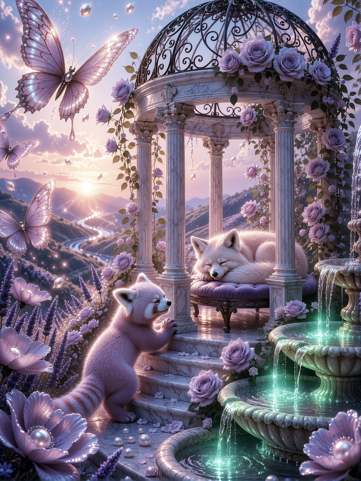 Romantic Dreamcore Rose Gazebo — AI generated image