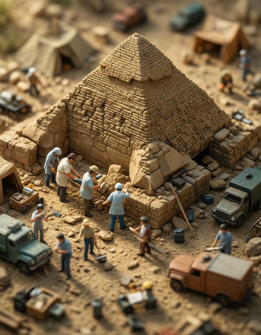Miniature Desert Excavation Diorama — AI generated image