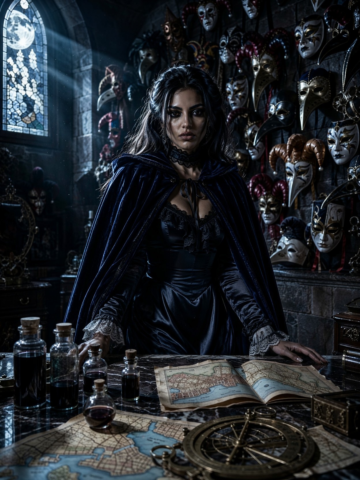 Venetian Alchemist Moonlit Study Portrait — AI generated image