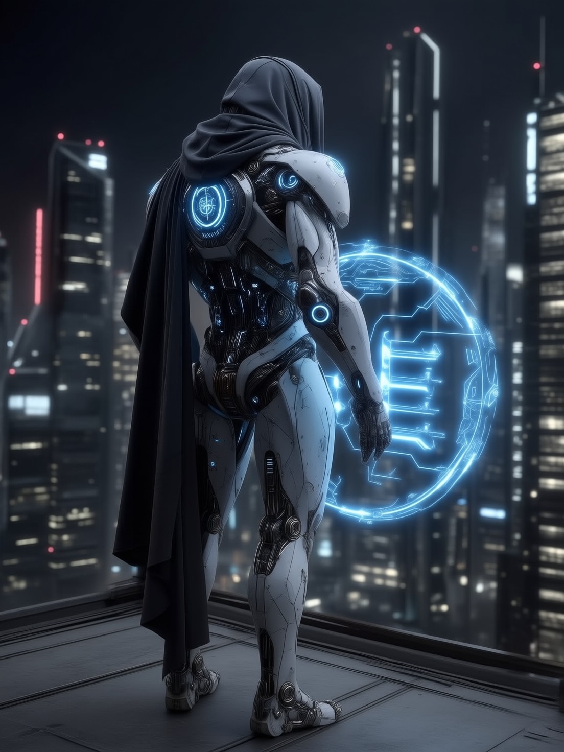 Futuristic Robot in Cyberpunk City — AI generated image
