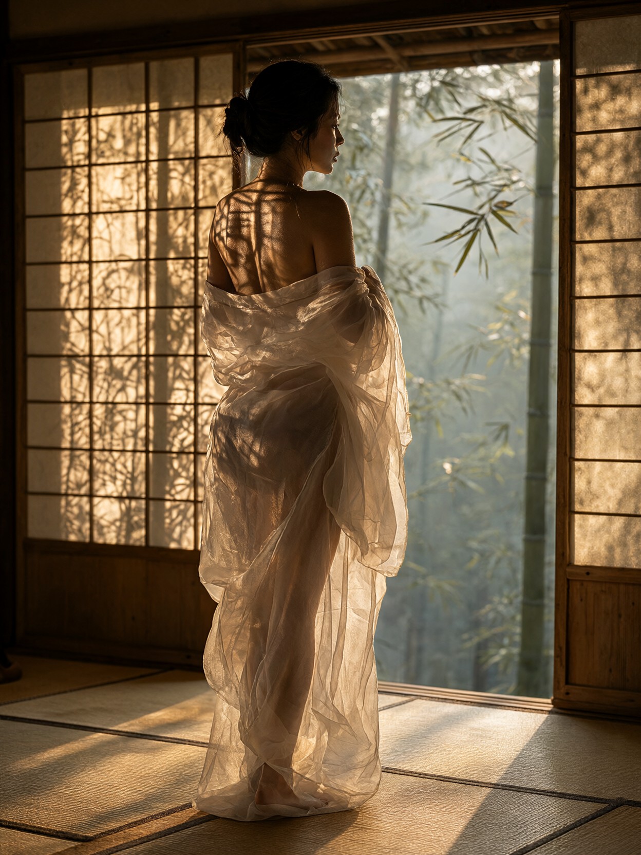 Golden Hour Chiffon Elegance — AI generated image