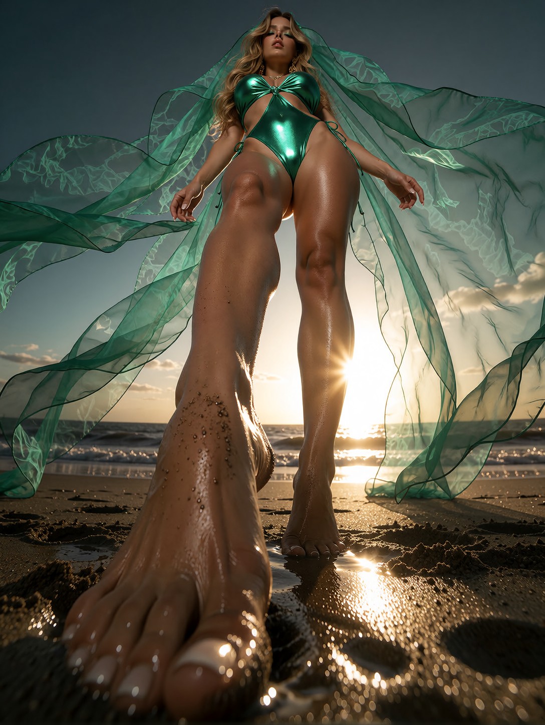 Dynamic High Fashion Beach Editorial — AI generated image