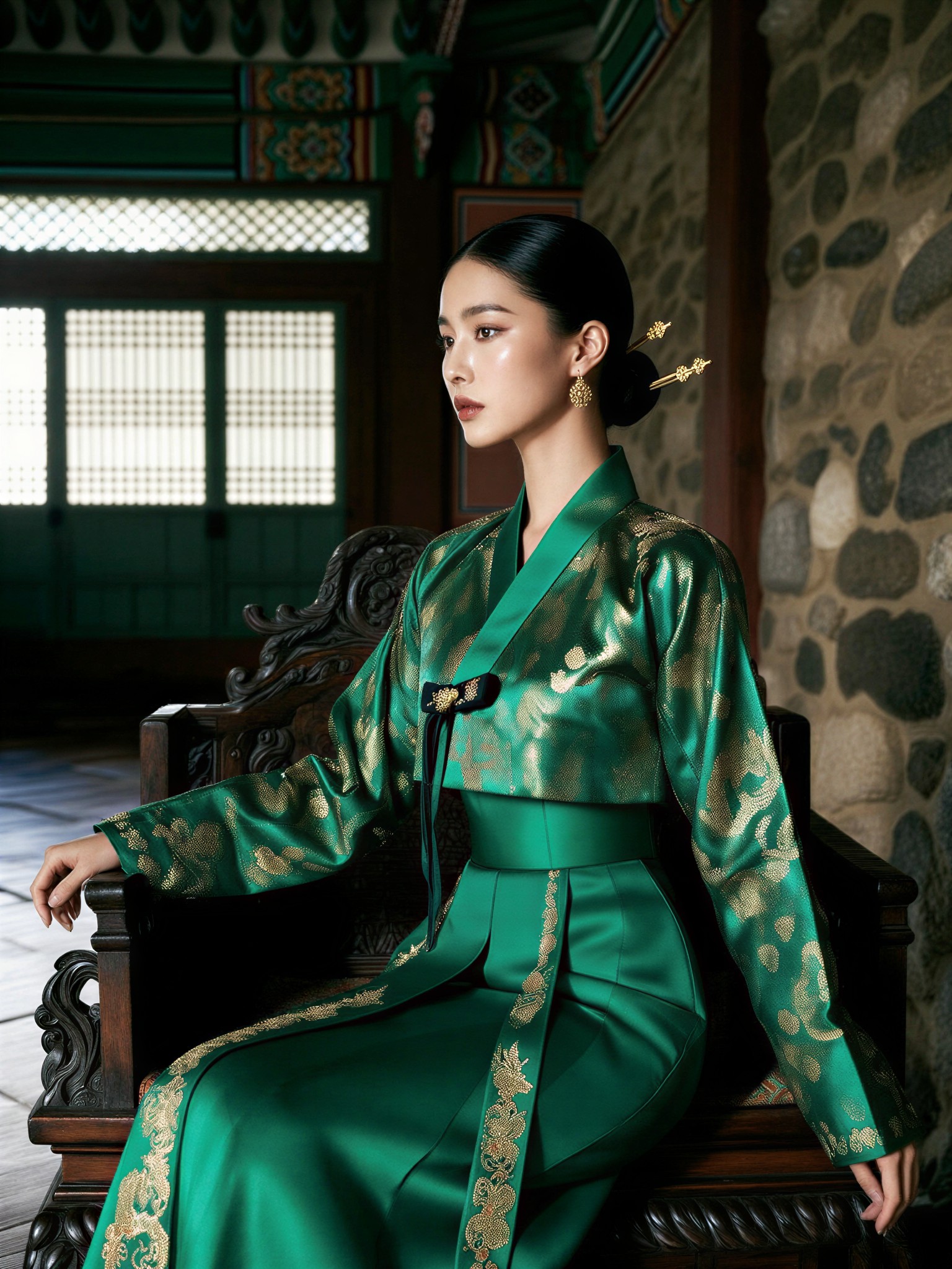 Opulent Hanbok-Inspired Fashion Portrait — AI generated image