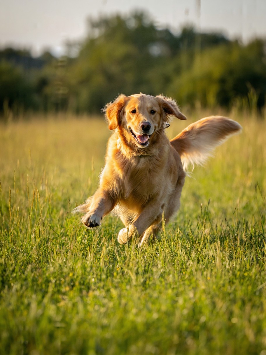 Golden Retriever in Golden Hour Grass — AI generated image