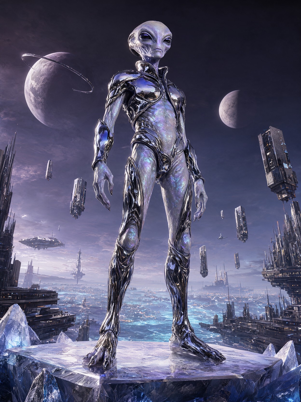 Majestic Alien Leader Over Metropolis — AI generated image
