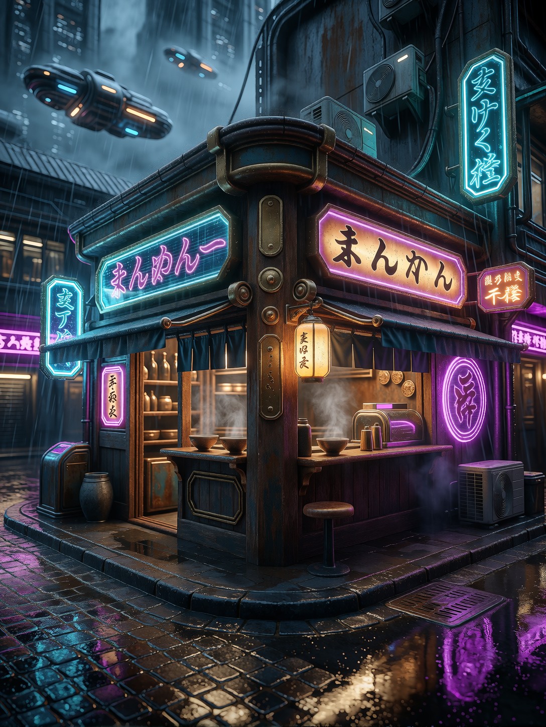 Glowing Isometric Ramen And Tea Shop — AI generated image
