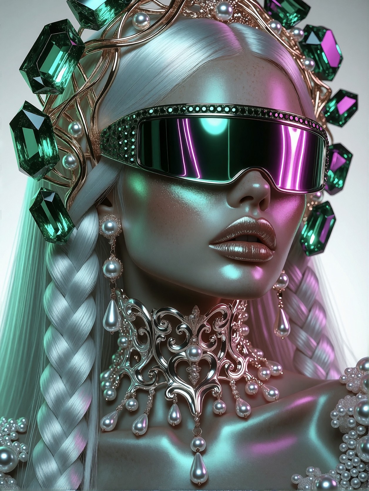 Avant Garde Gothic Muse With Chrome Visor — AI generated image