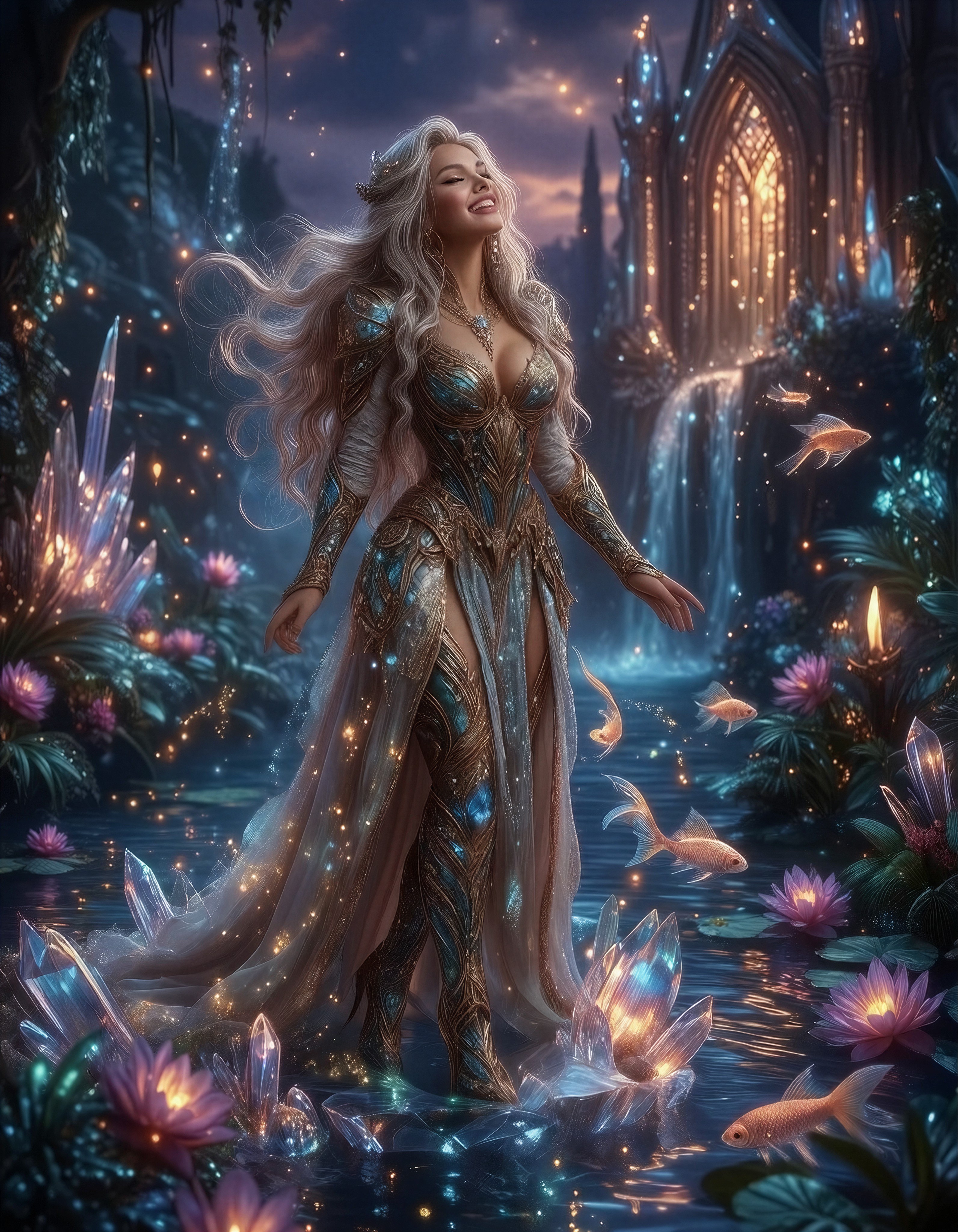 Ethereal Guardian on Crystal Lake — AI generated image