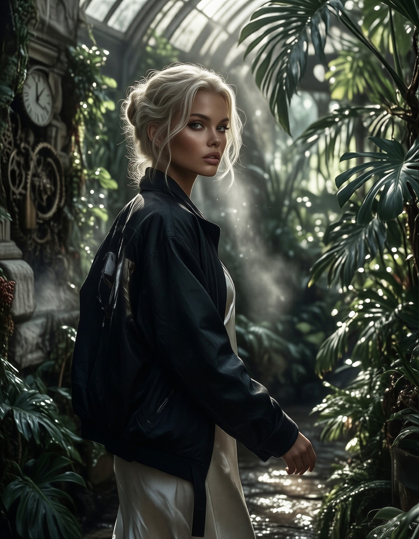 Breathtaking Woman in Ornate Conservatory — AI generated image