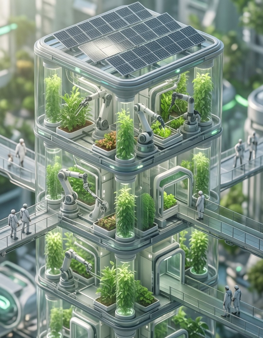 Futuristic Vertical Farm Isometric Art — AI generated image