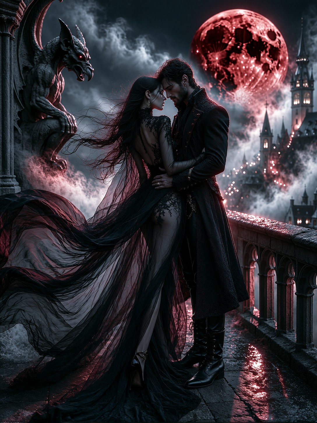 Crimson Moon Gothic Romance — AI generated image