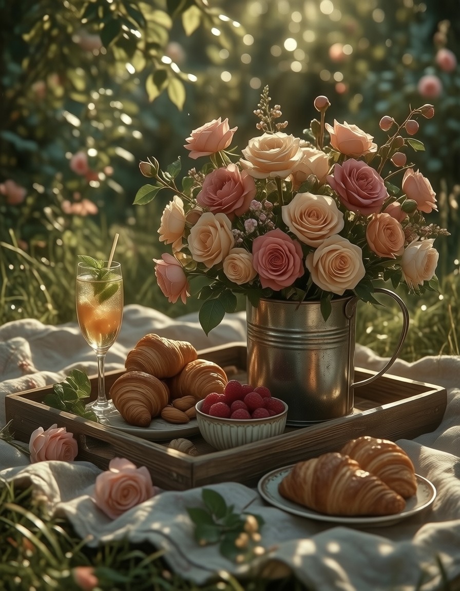 Sunlit Outdoor Breakfast Scene — AI generated image