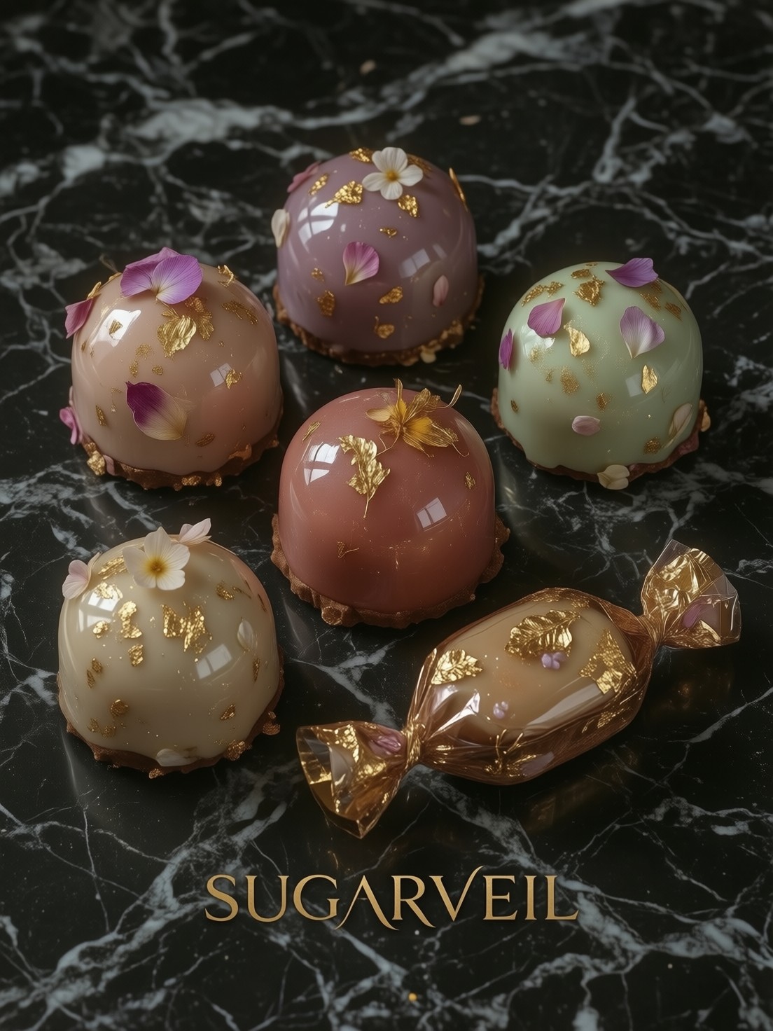 Luxurious Flat Lay of Artisanal Bonbons — AI generated image