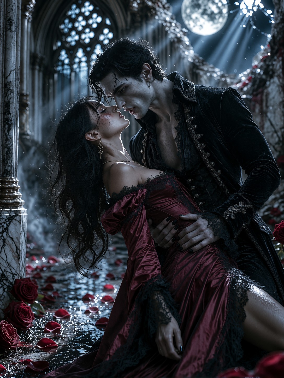 Gothic Vampire Passionate Embrace — AI generated image
