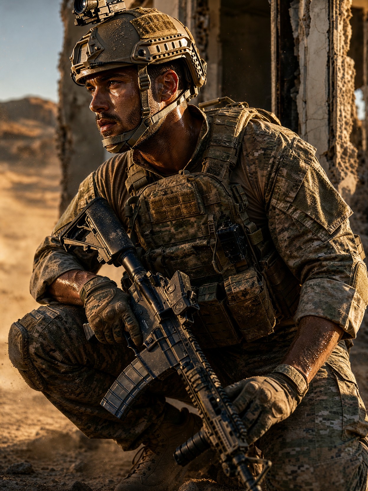 Special Ops Soldier At Sunset — AI generated image