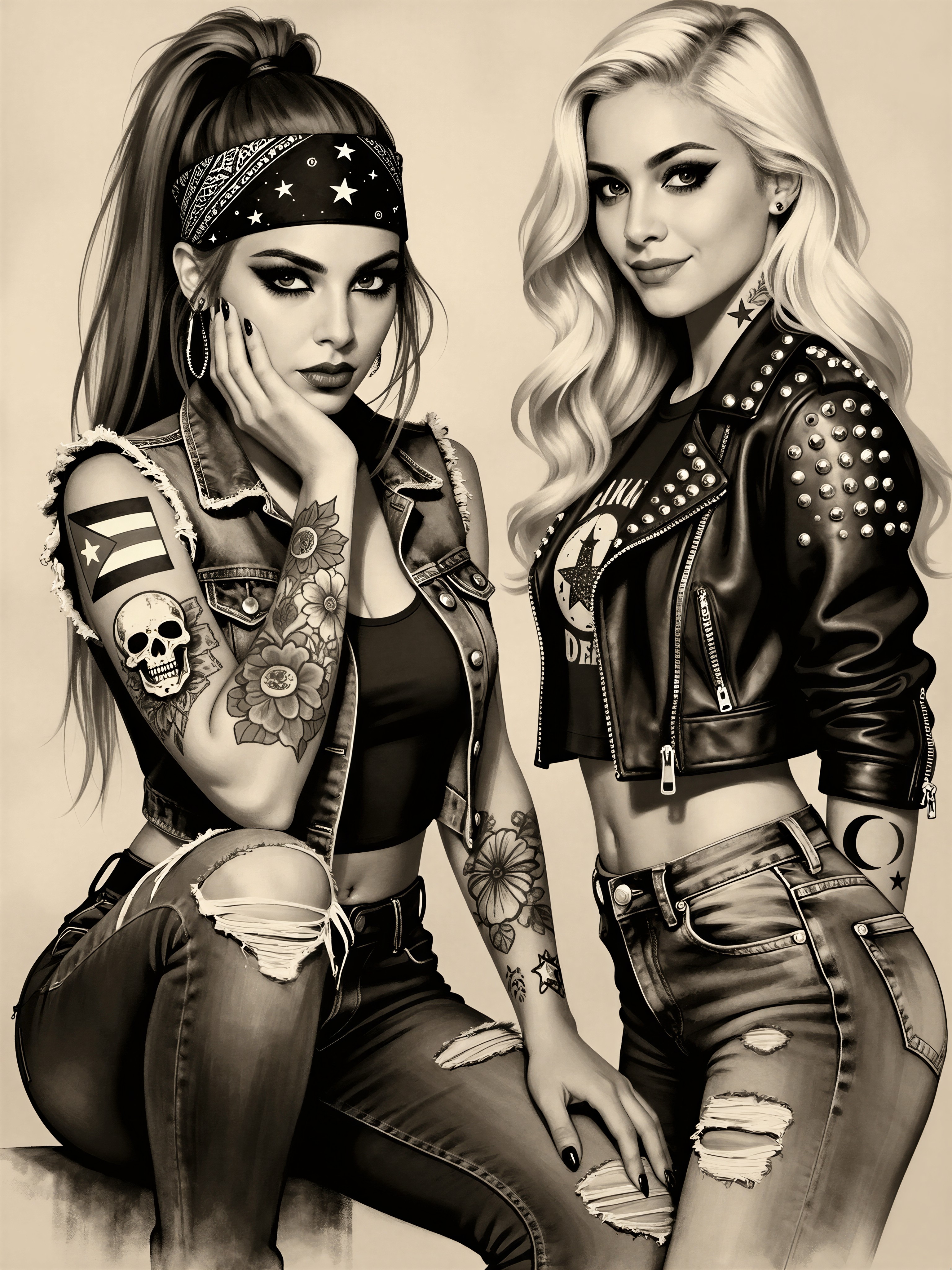 Rebellious Duo in Hyperrealistic Pop Art — AI generated image