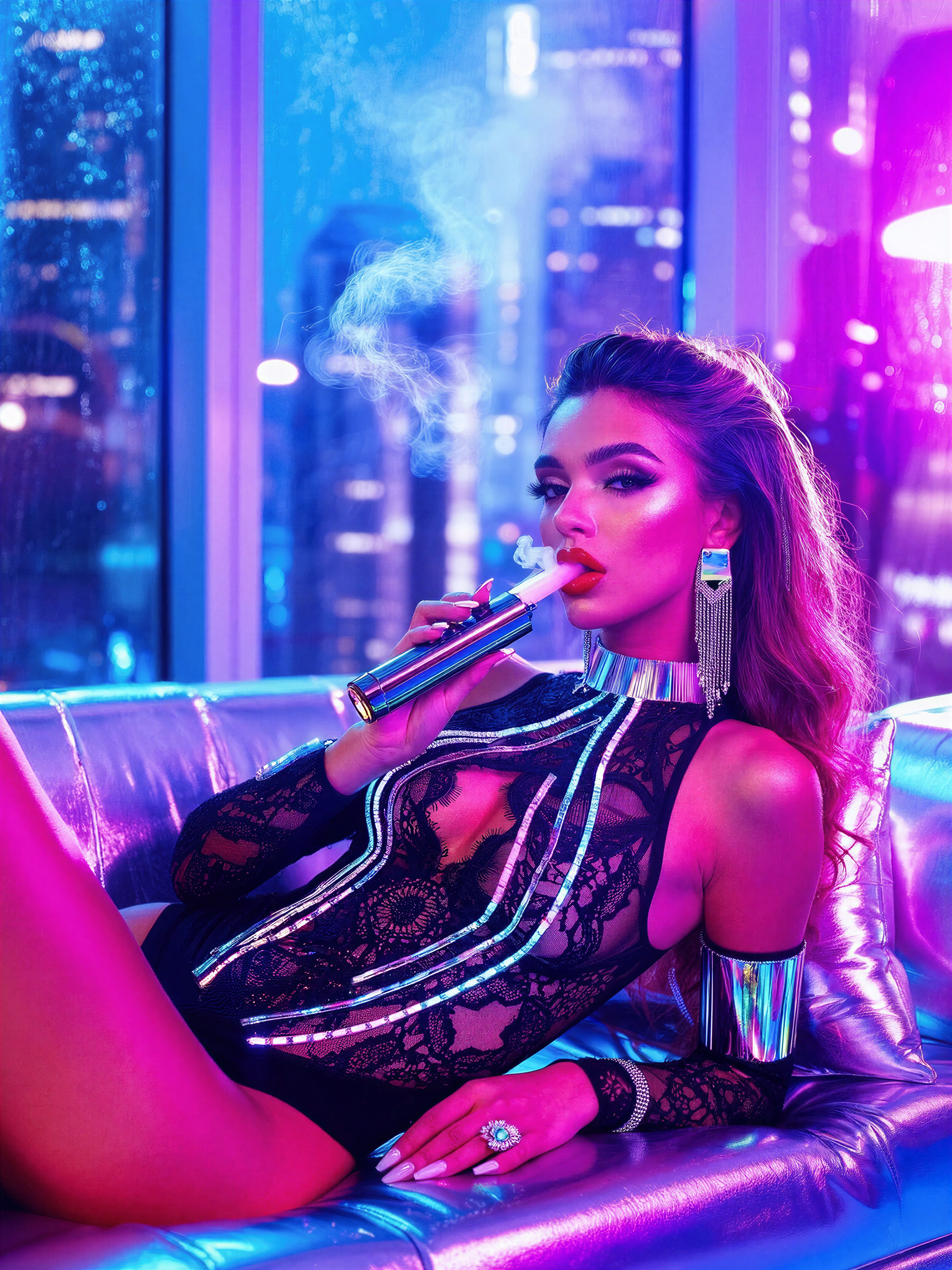 Neon Glamour Futuristic Portrait — AI generated image