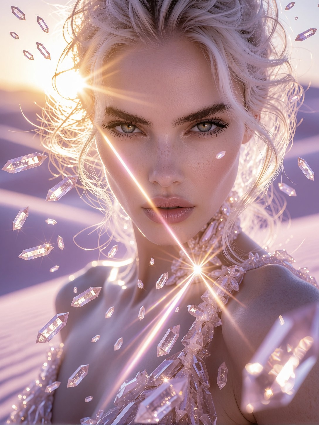 Golden Halo Crystal Portrait — AI generated image