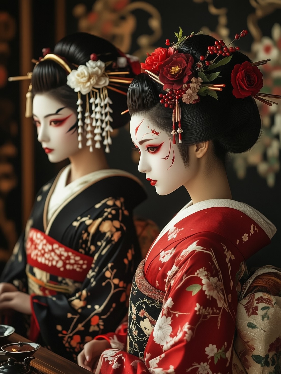 Traditional Japanese Kimono Portraits — AI generated image