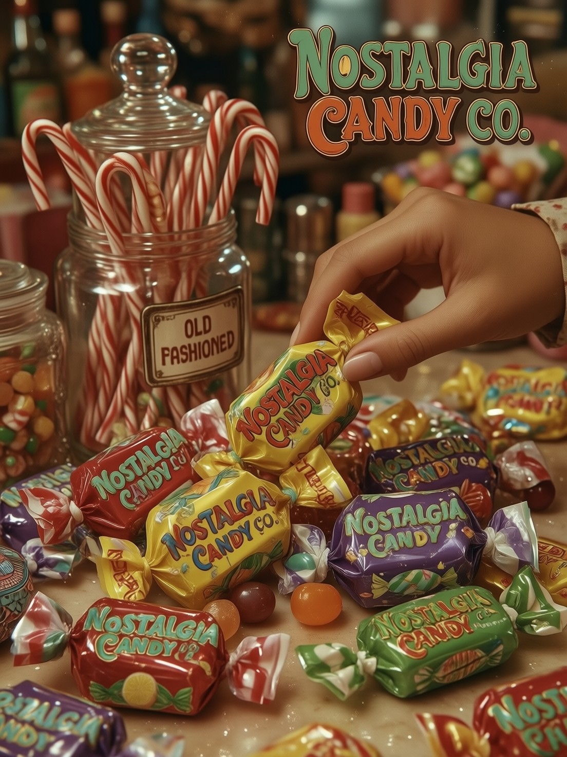 Vibrant Retro Candy Display — AI generated image