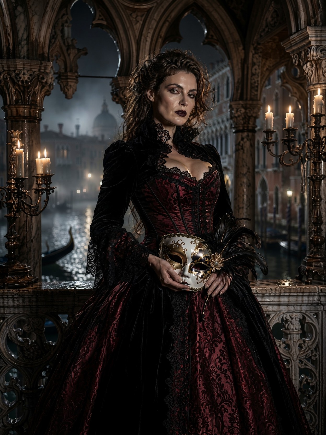 Dark Venetian Gothic Midnight Portrait — AI generated image