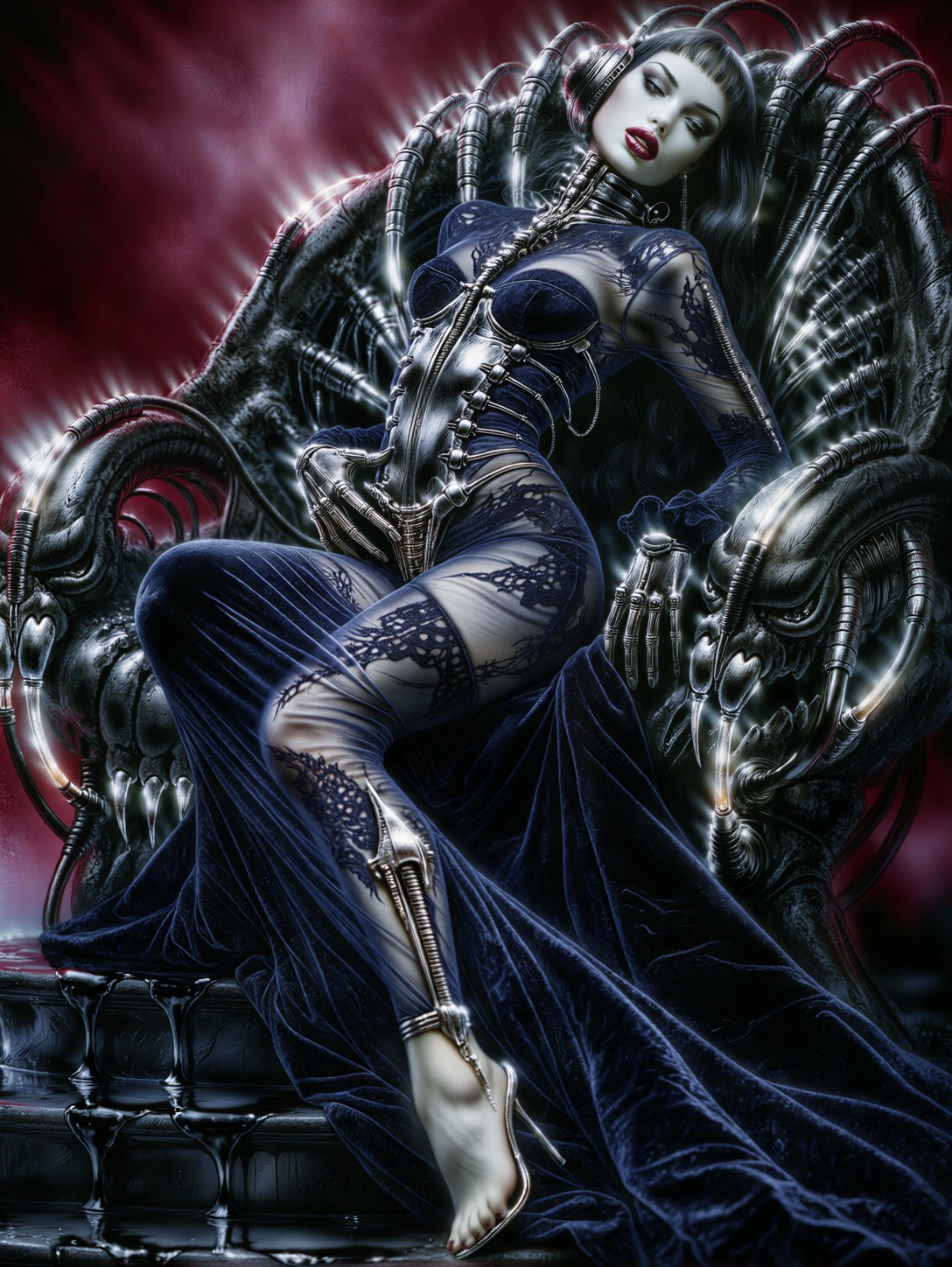 Gothic Biomechanical Empress Portrait — AI generated image