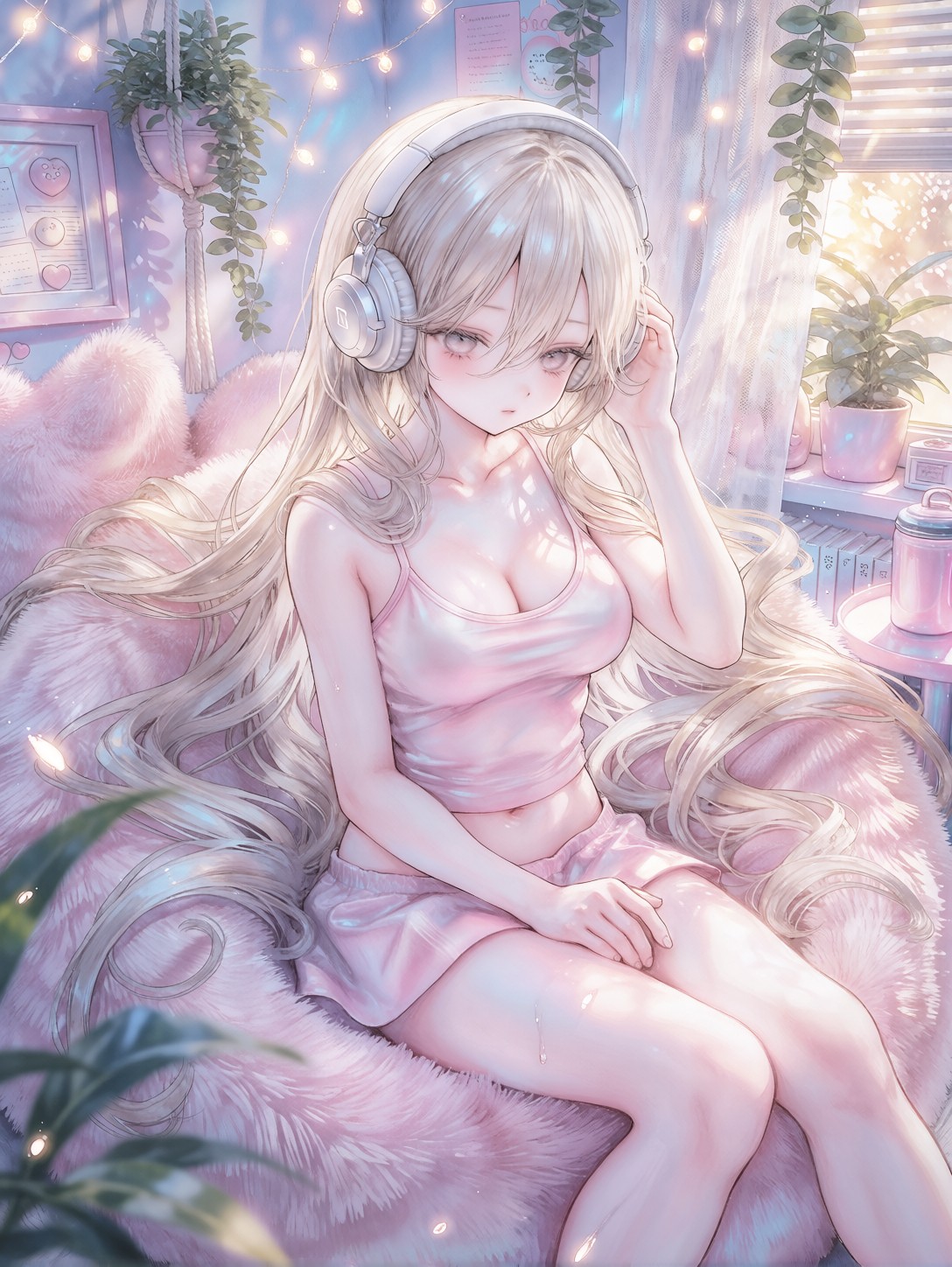 Aesthetic Anime Girl Listening To Music — AI generated image