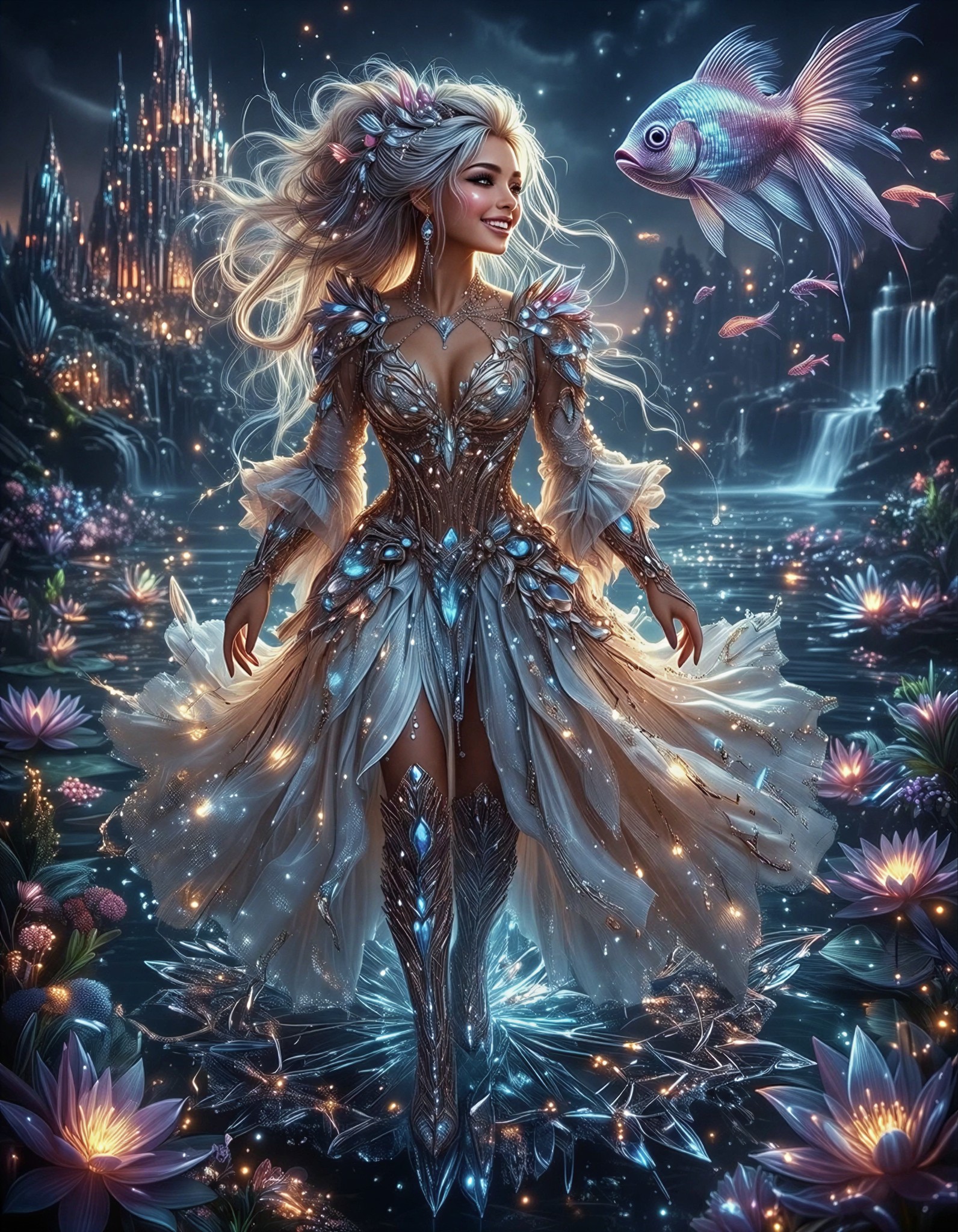 Ethereal Guardian on Crystal Lake — AI generated image