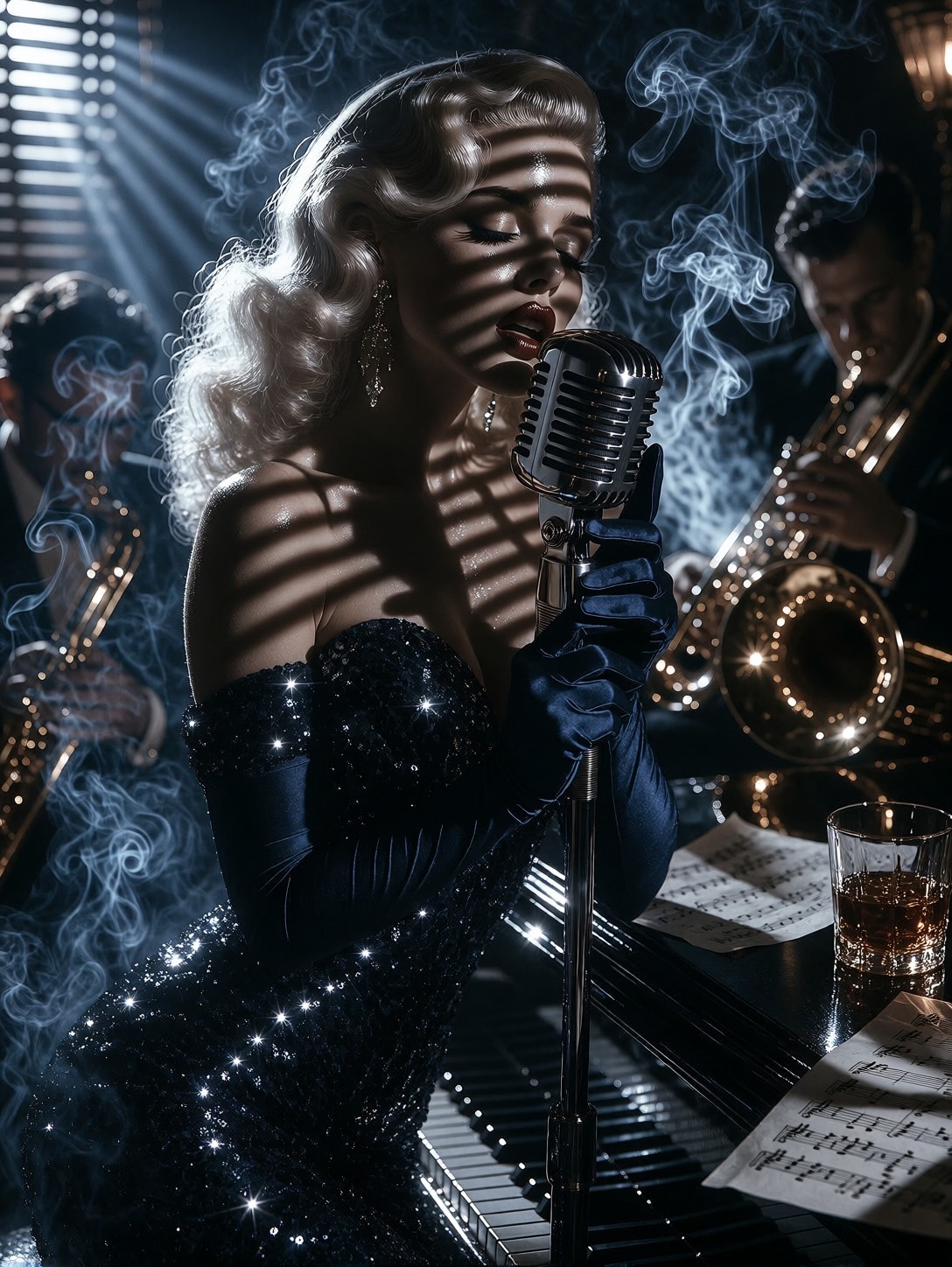 Smoky Noir Club Chanteuse — AI generated image