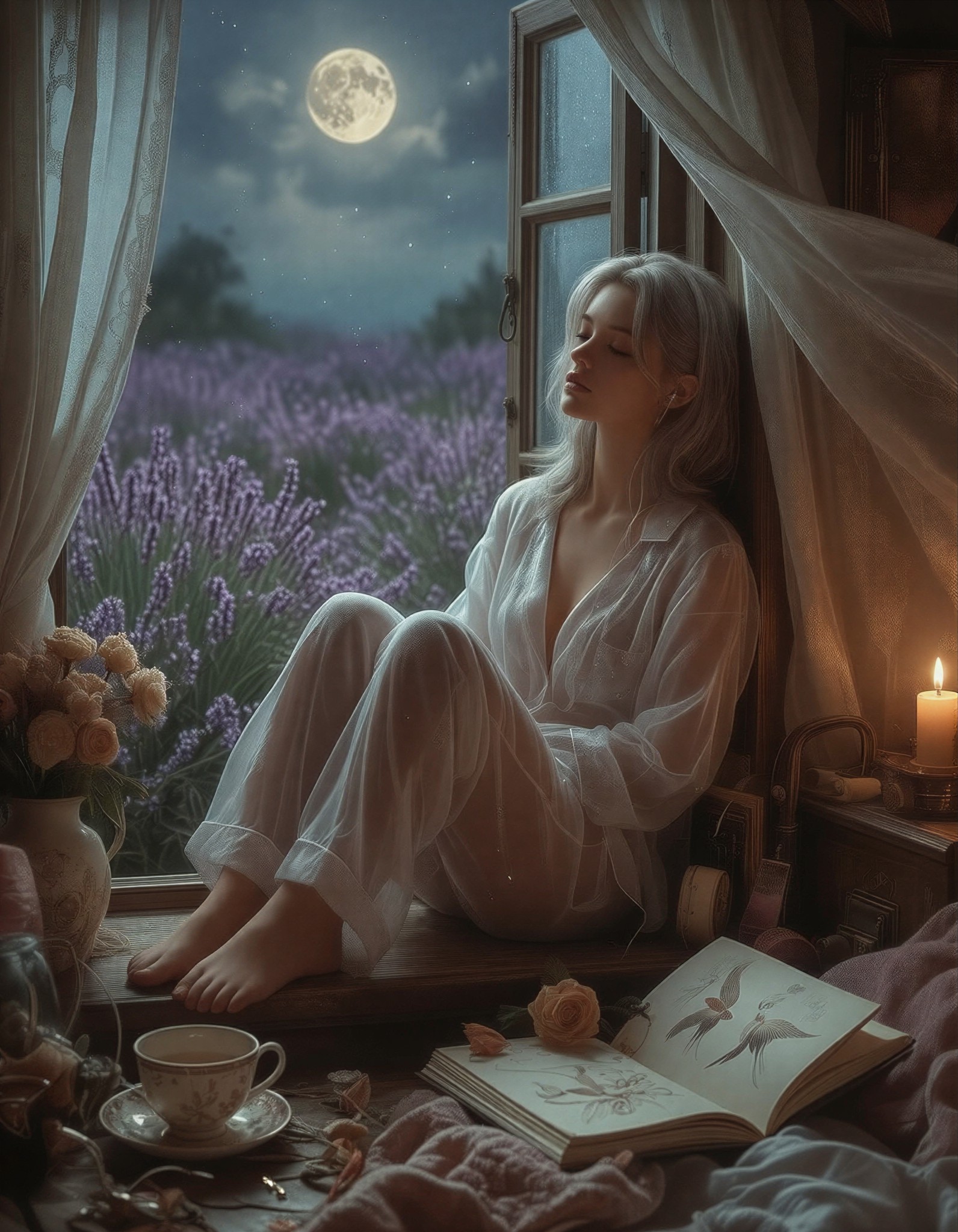Dreamy Moonlit Attic Room — AI generated image