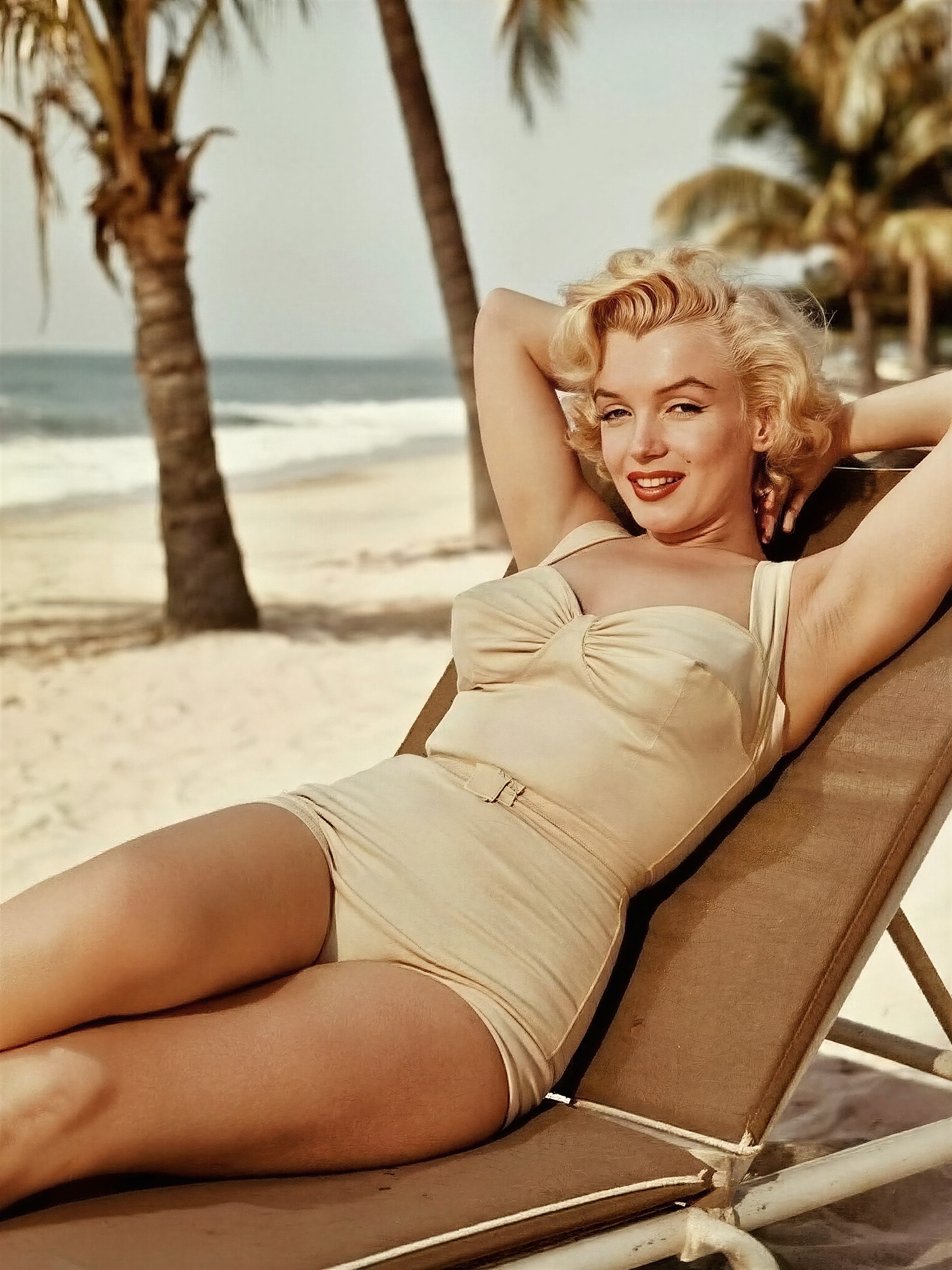 Marilyn Monroe on Vintage Beach — AI generated image