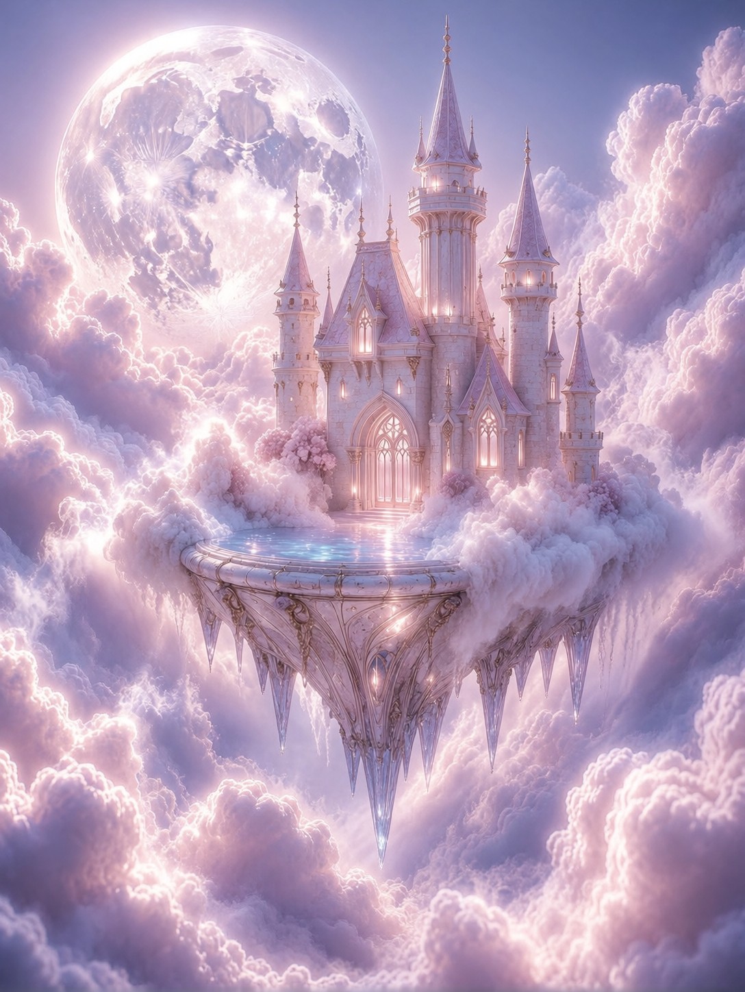 Floating Pastel Castle Dream Clouds — AI generated image