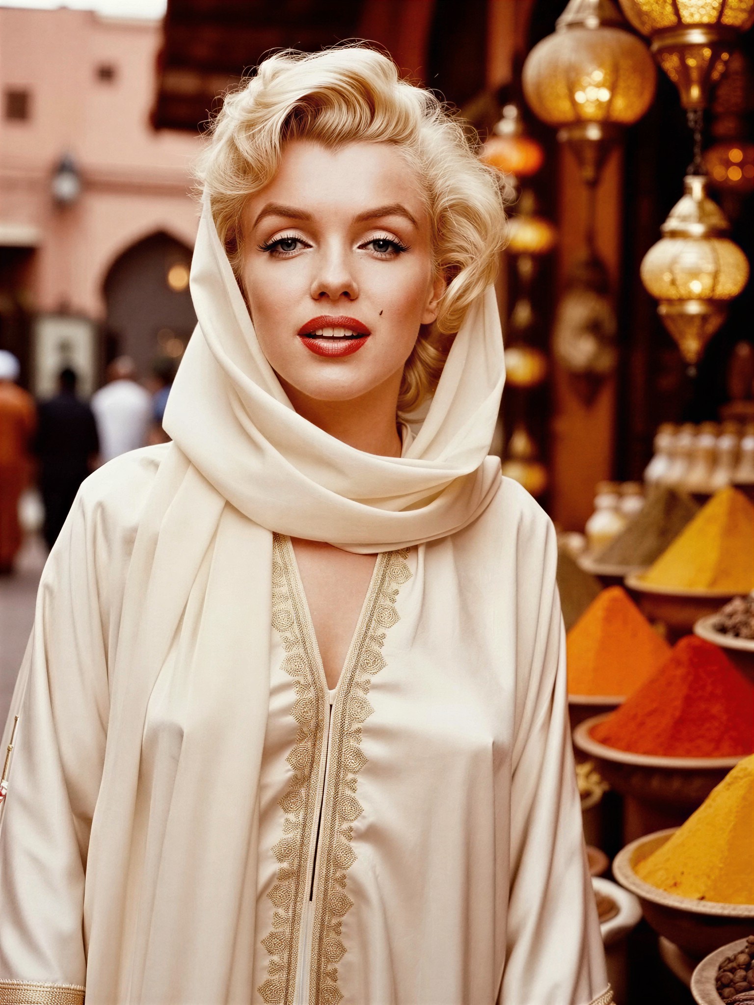 Marilyn Monroe in Marrakech Souk — AI generated image