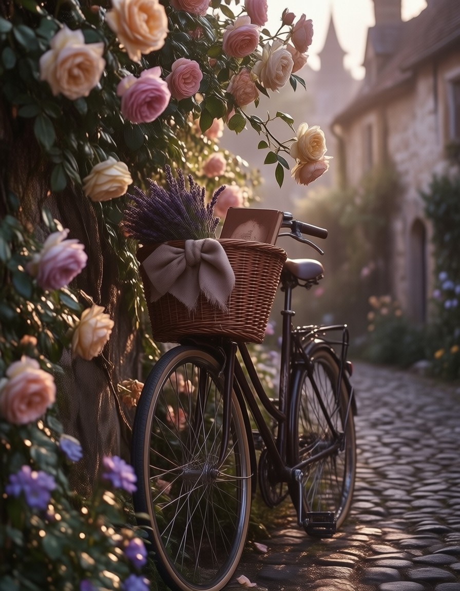 Dreamy Vintage Bicycle Scene — AI generated image