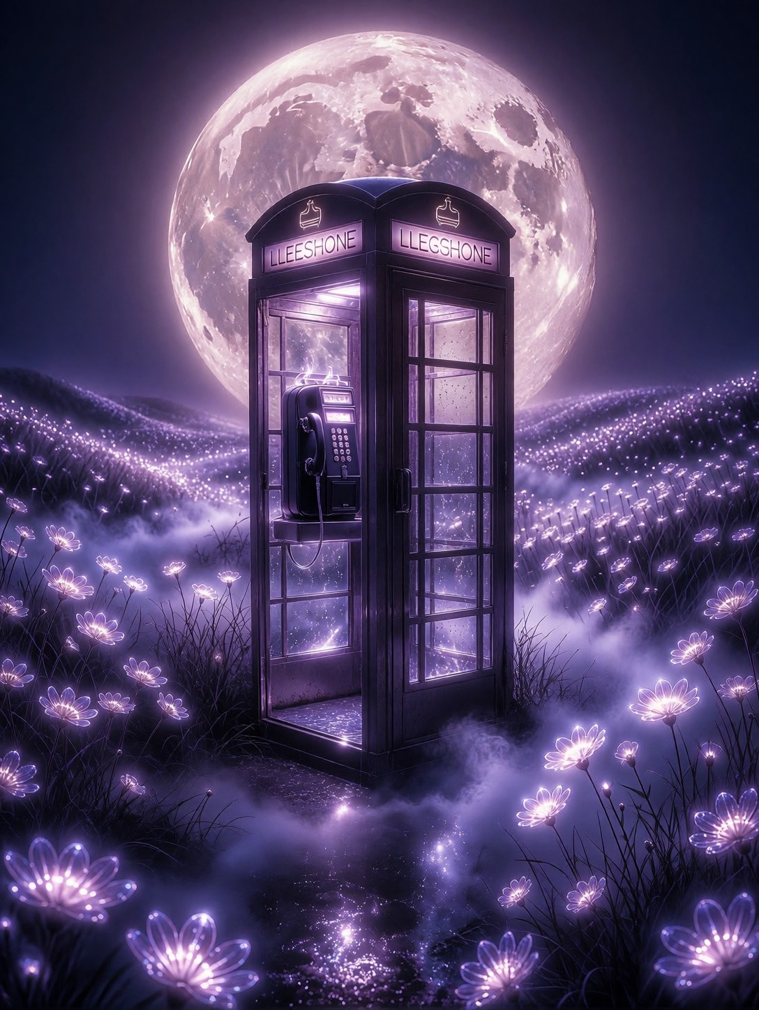 Glowing Phone Booth Dreamscape — AI generated image