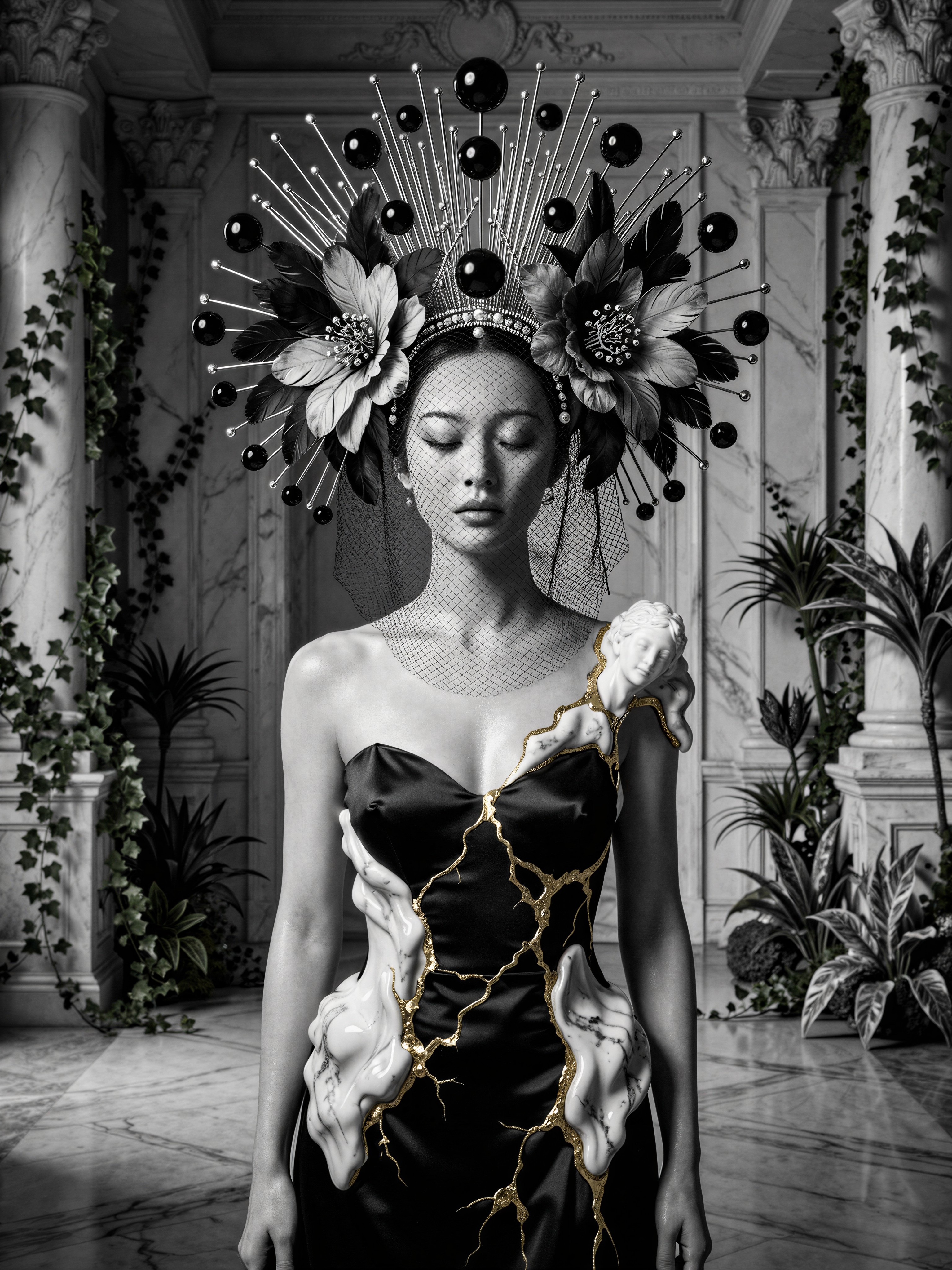 Surreal High-Fashion Headdress — AI generated image