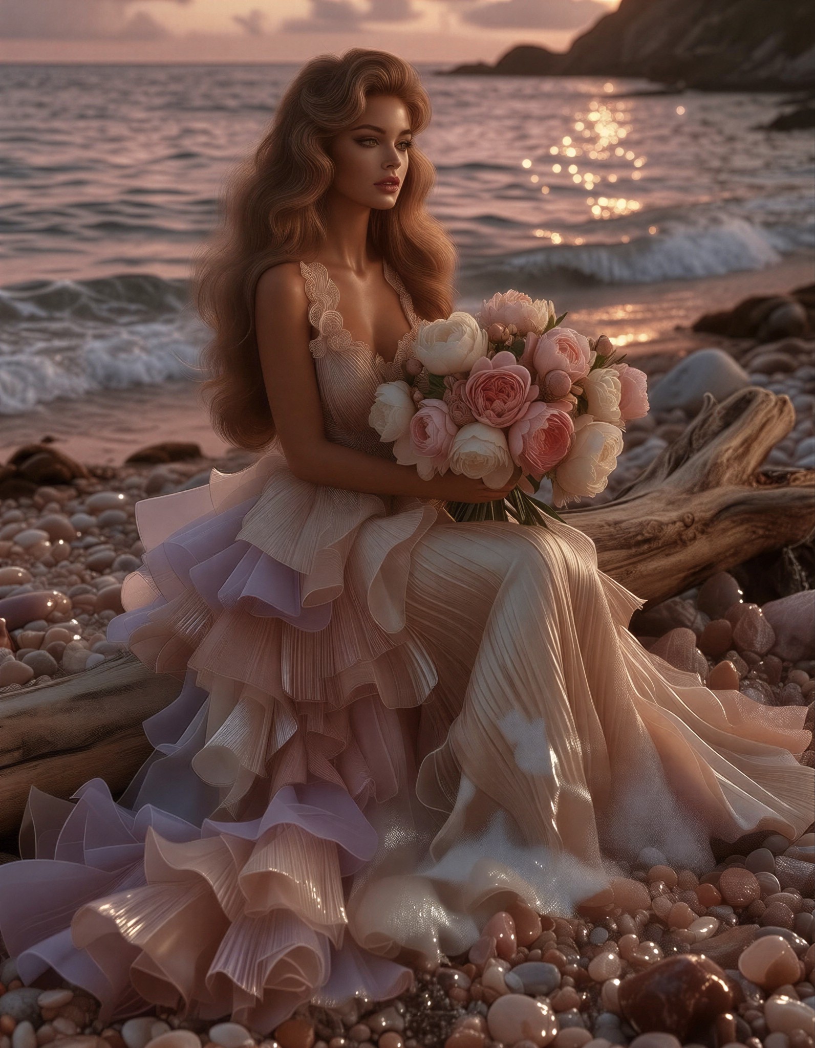 Dreamy Beach Fashion Portrait — AI generated image