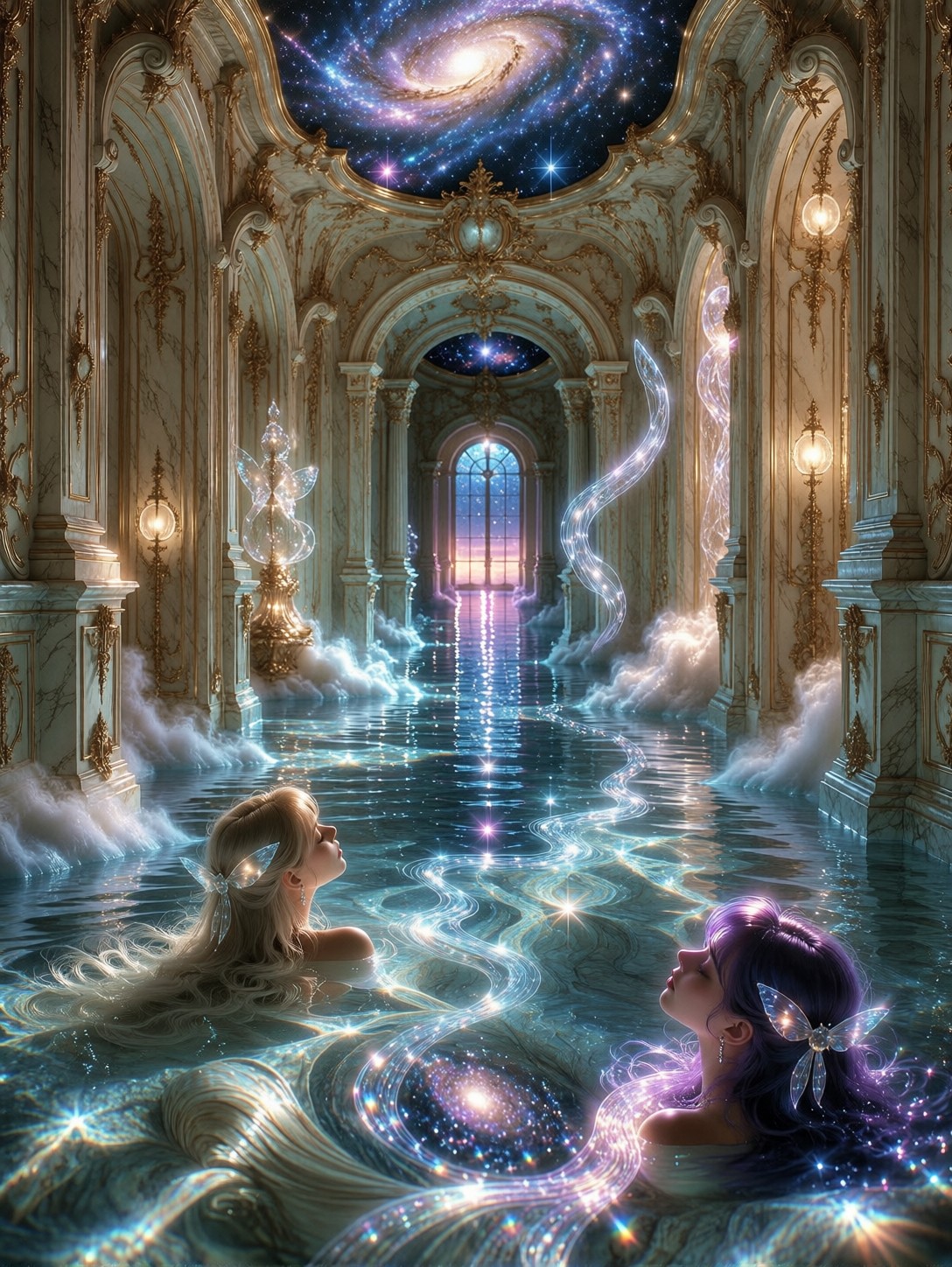 Ethereal Dreamcore Palace Galaxy Reflection — AI generated image