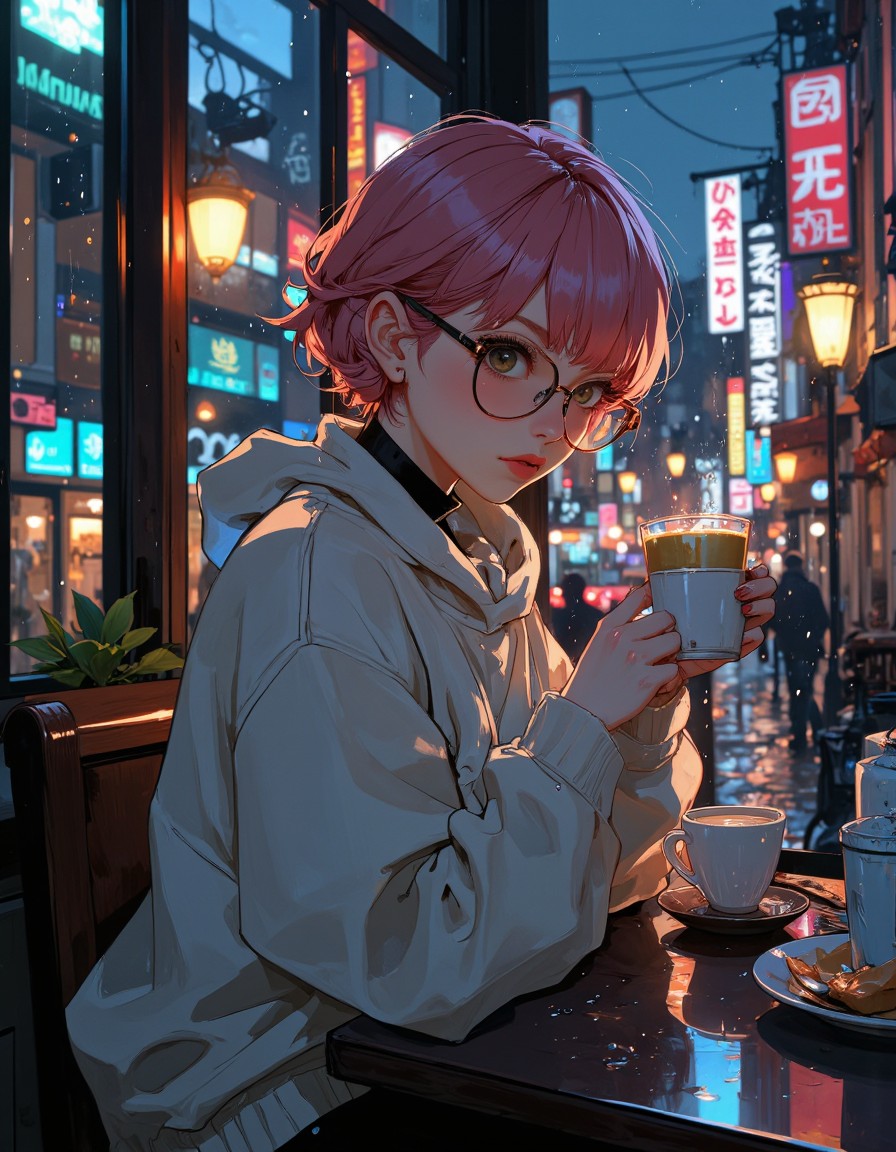 Melancholic Cozy Tokyo Cafe — AI generated image