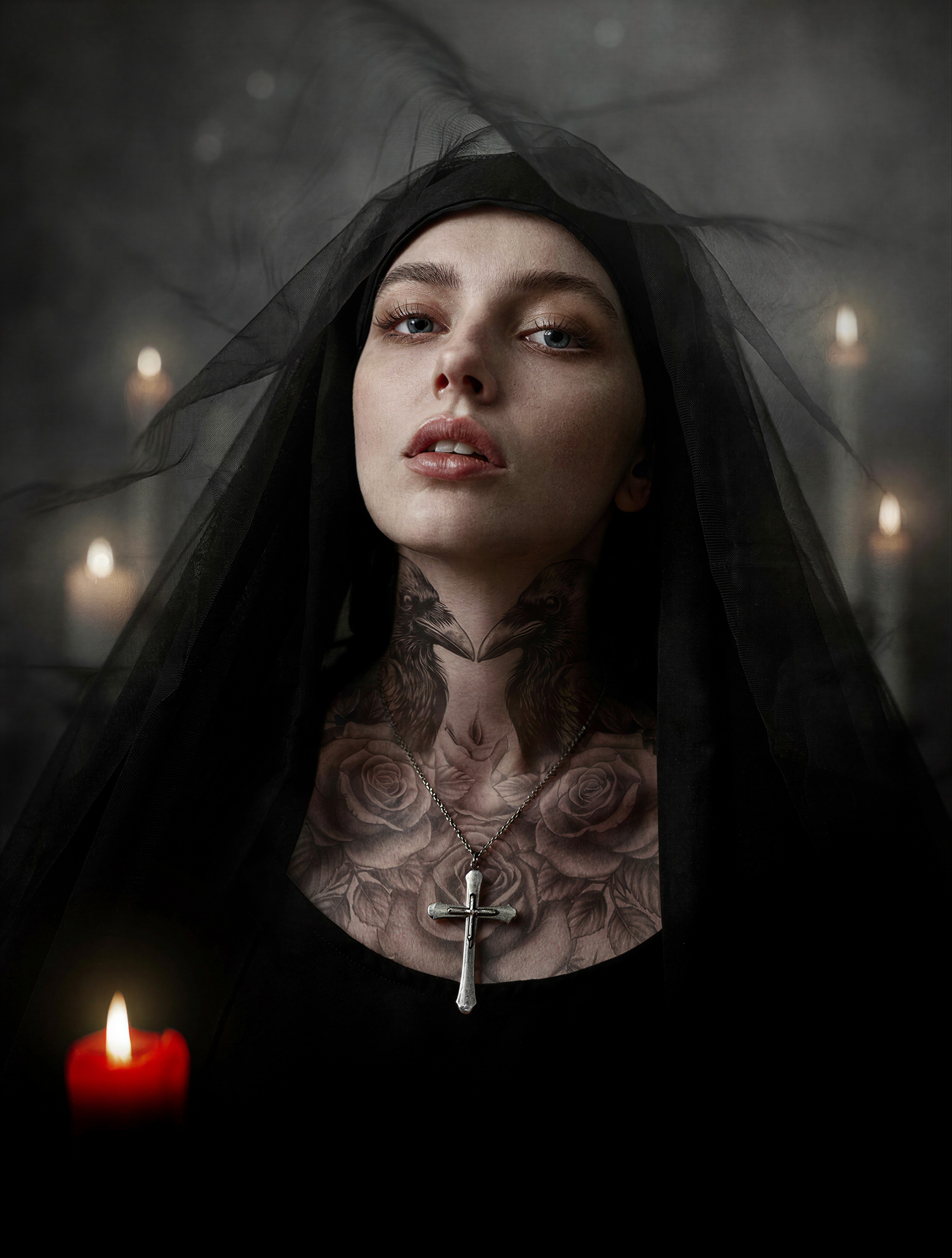 Gothic Nun in Dark Fantasy Glamour — AI generated image
